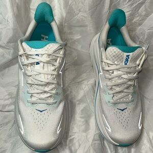 Hoka Women's White and Teal Athletic Shoes